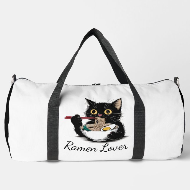 Sac De Sport Chat Mangeant des Nouilles Ramen Drôle (Recto)