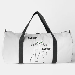 Sac De Sport Chat noir mince Meow Meow Green Eyes sur argent