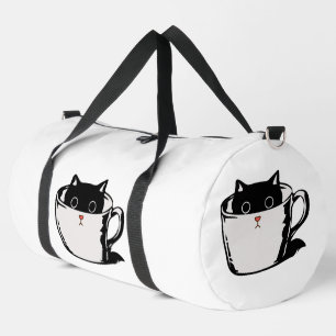 Sac De Sport Chaton noir avec nez rouge caché dans une tasse