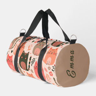 Sac De Sport Chats mignons et motif floral personnalisable pour