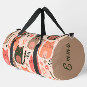 Sac De Sport Chats mignons et motif floral personnalisable pour