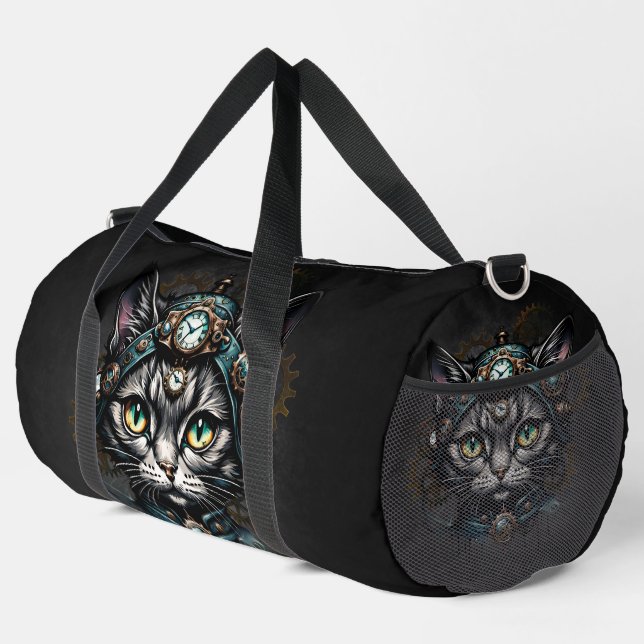 Sac De Sport Chatte steampunk mignonne avec des horloges et des (Coin droit)
