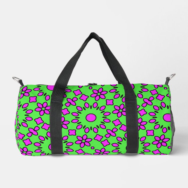 Sac De Sport Chaux douce Vert & Purple Motif Floral (Recto)