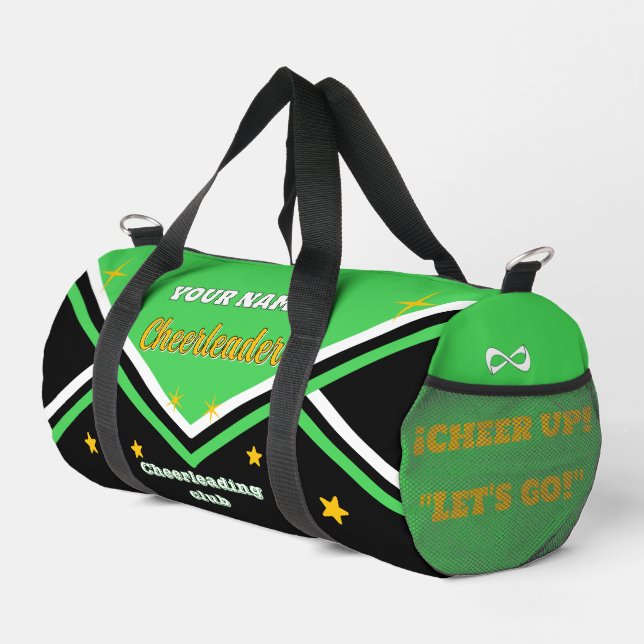 Sac De Sport cheerleader bag, personalize green, white & black  (Coin droit)