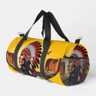 Sac De Sport Chef amérindien sur fond de paysage sauvage au cou