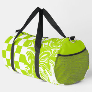 Sac De Sport Chèques et permules en vert et blanc de chaux