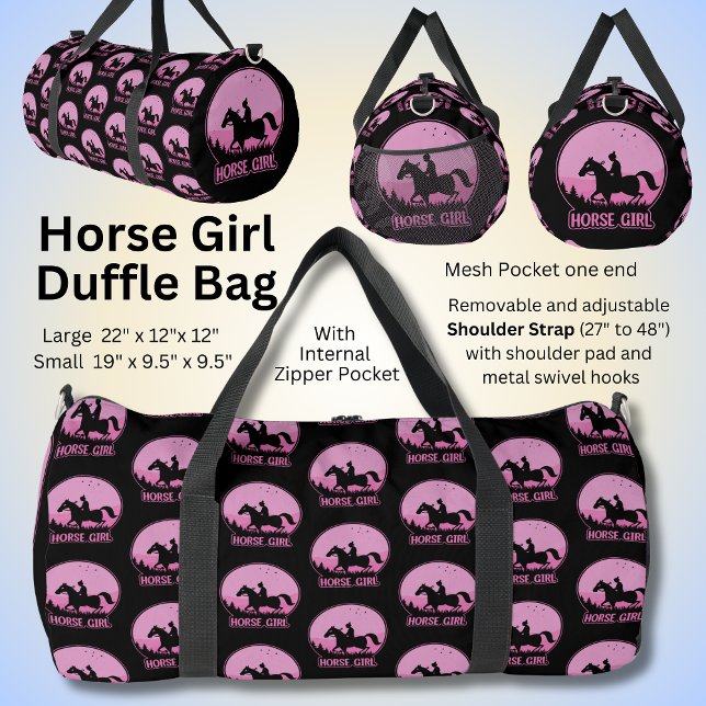 Sac De Sport Cheval rose Fille Design sur Noir (Créateur téléchargé)