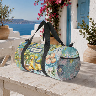 Sac De Sport Chic bleu turquoise sicilien citrus collage floral