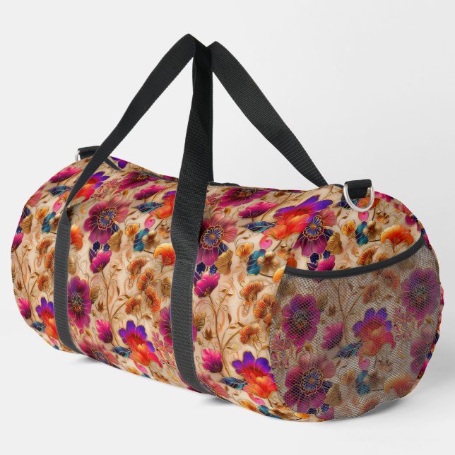 Sac De Sport Chic crème crème motif floral (Coin droit)