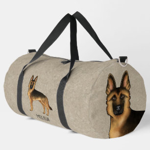 Sac De Sport Chien Berger Allemand Noir Et Feu Et Nom Brun