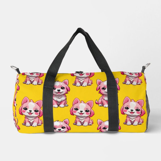 Sac De Sport Chien rose Motif design - Jaune (Recto)