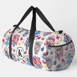 Sac De Sport Chinoiserie Floral Monogram Weekender Travel Bag