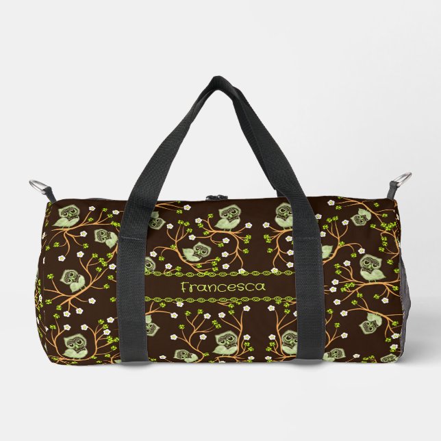 Sac De Sport Chouettes et fleurs motif (Recto)