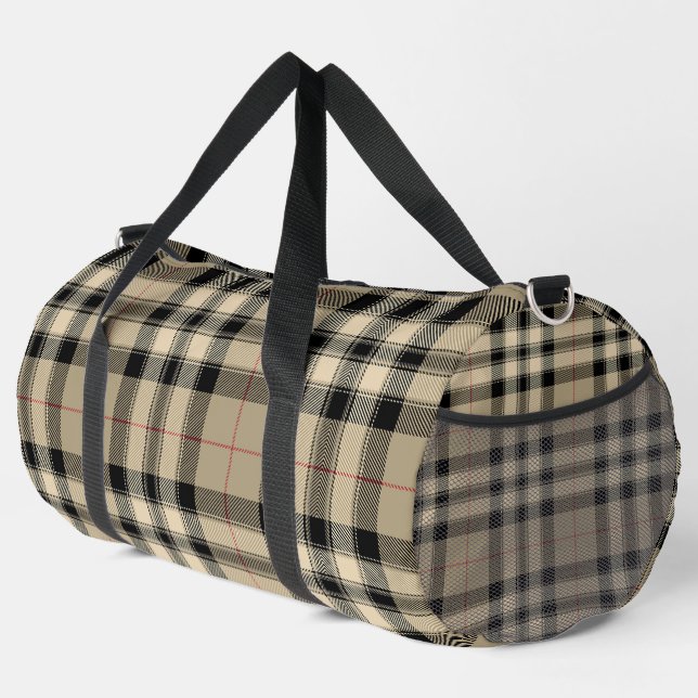 Sac De Sport Classic Beige Et Noir Plaid Sport Gym Voyage (Coin droit)