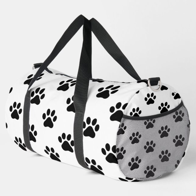 Sac De Sport Classic Black Paw Print White  (Coin droit)