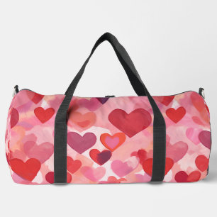 Sac De Sport Cœurs aquarelle rose et rouge Coquette romantique