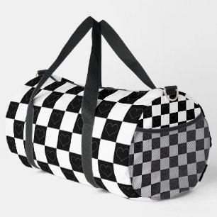 Sac De Sport Coeurs de tableau de bord en noir et blanc