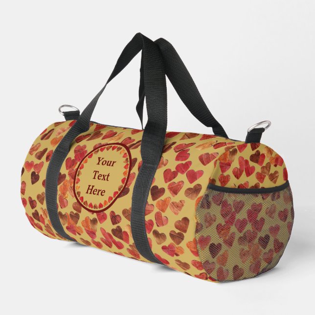 Sac De Sport Coeurs Feuilles Automne Sur Vieux Papier (Coin droit)