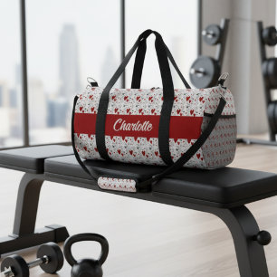 Sac De Sport Cœurs modernes rouges et noirs Rétro Monogramme No