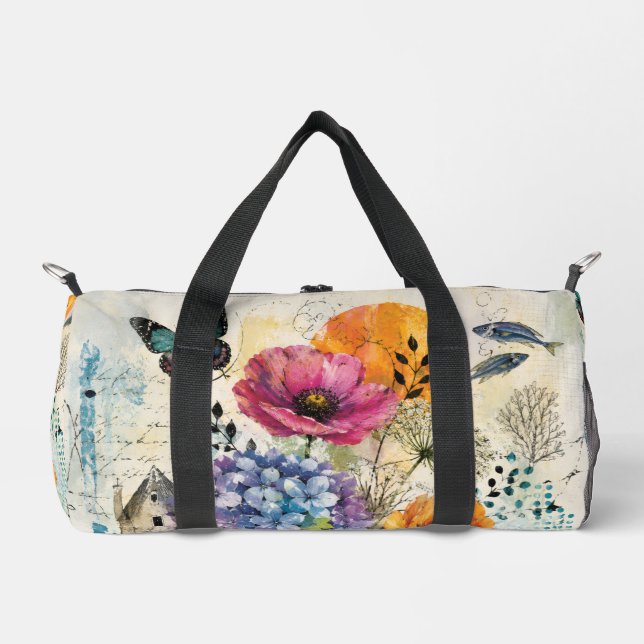 Sac De Sport Collage d'art mixte botanique vibrant (Recto)