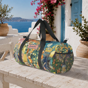 Sac De Sport Collage de carreaux floraux siciliens citriques or