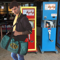 Collecteur de pièce en cuir turquoise
