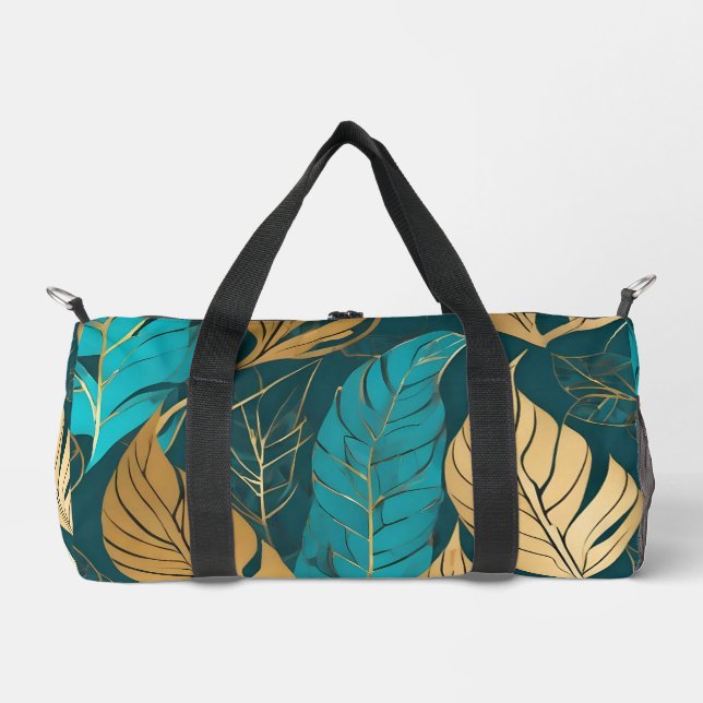 Sac De Sport Collection moderne Turquoise Gold Boho Feuilles (Recto)