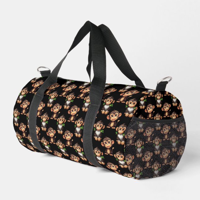 Sac De Sport Conception de motif singe noir  (Coin droit)