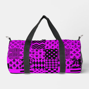 Sac De Sport Conception de Patchwork Motifs mélangés violet noi