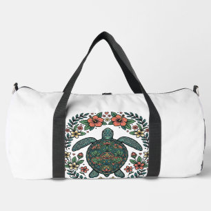 Sac De Sport Conception de vecteur floral de tortue de mer vint