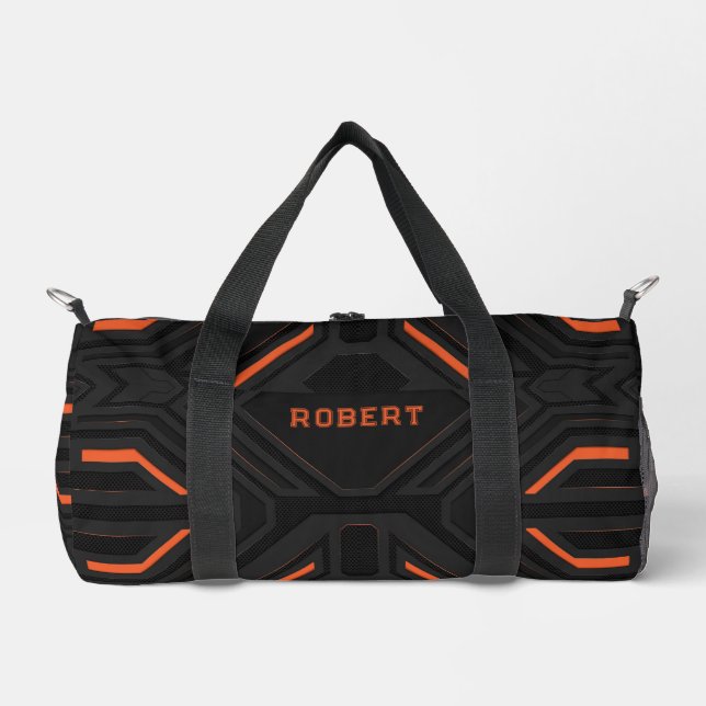 Sac De Sport Conception géométrique de fond de jeu gris et oran (Recto)