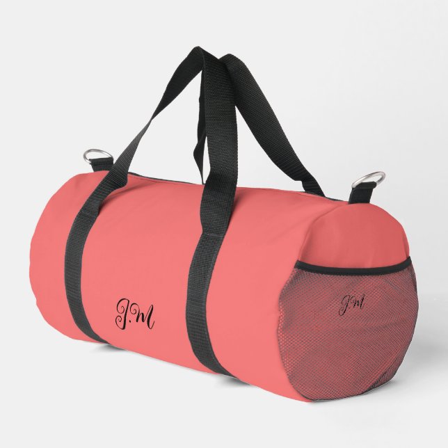 Sac De Sport Couleur unie pêche tendance pastel initiales nom (Coin droit)