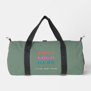Sac De Sport Couleur Vert Sage Logo & Texte Entreprise Fitness