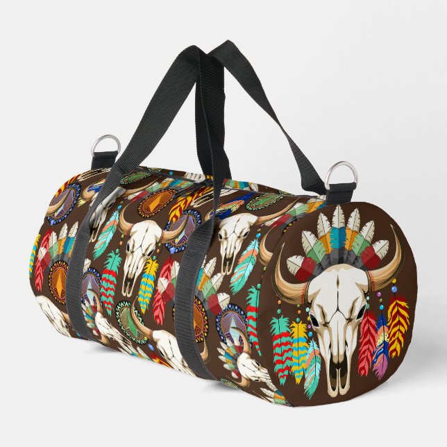 Sac De Sport Crâne de buffle emblème amérindien (Coin gauche)