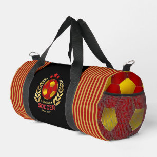Sac De Sport Crête rayée rouge et or avec motif à billes
