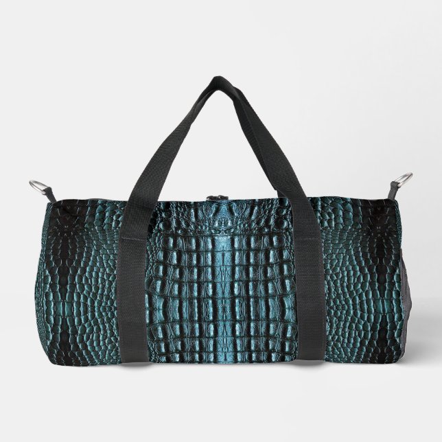 Sac De Sport Cuir Alligator Bleu (Recto)