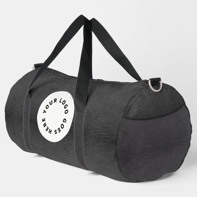 Sac De Sport Cuir noir Faux avec logo (Coin droit)