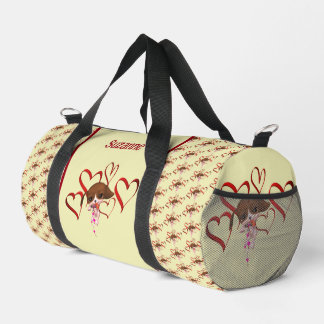Sac De Sport Cute Beagle Chiot Coeurs rouges Personnalisé