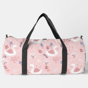 Sac De Sport Cygnes Blancs Douces Sur un Ballet Floral Rose Pas