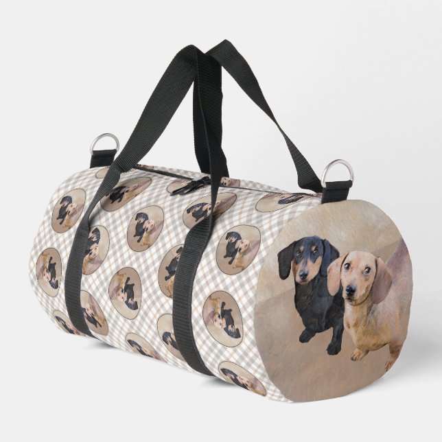 Sac De Sport Dachshund Peinture Smooth Black & Tan Red Dog Art (Coin gauche)