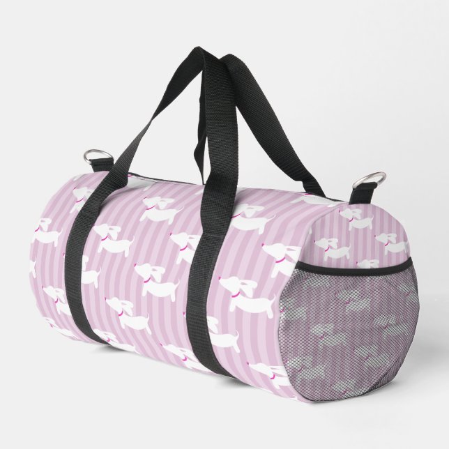Sac De Sport Dachshunts doux sur les rayures roses modernes nui (Coin droit)