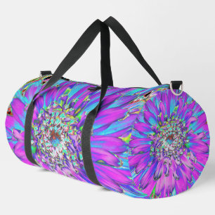 Sac De Sport Dahlia Abstrait Tripant Aqua, Vert Citron et Viole