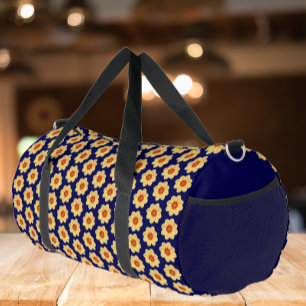 Sac De Sport Dahlia jaune motif floral sur bleu