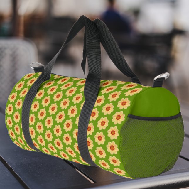 Sac De Sport Dahlia jaune motif floral sur vert (Créateur téléchargé)