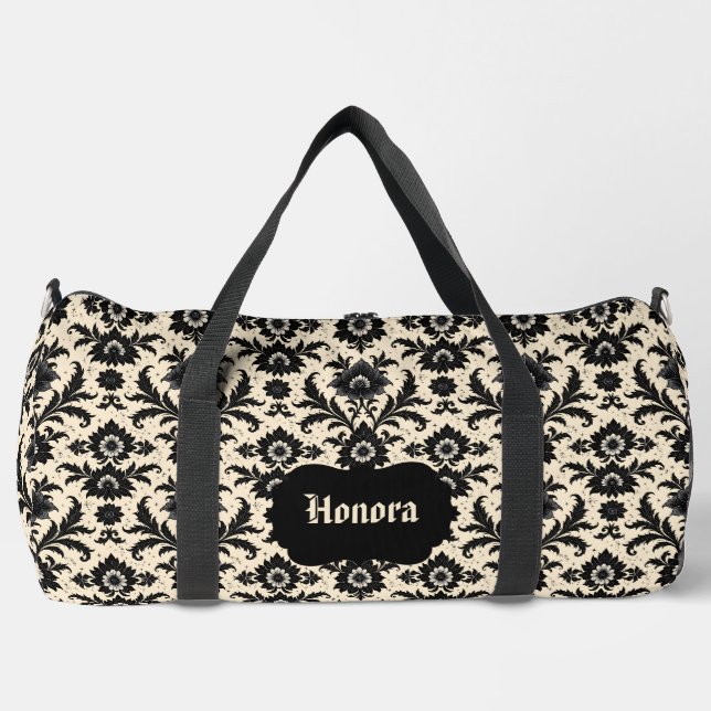 Sac De Sport Damassé noir sur sépia (Recto)
