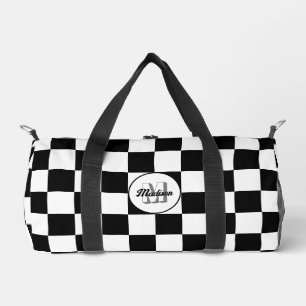 Sac De Sport Damier géométrique noir et blanc Monogramme rétro