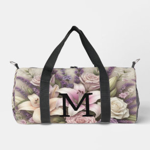 Sac De Sport Dentelle monogramme florale roses violettes lis la