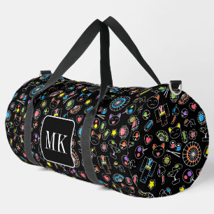 Sac De Sport Doodles japonais Kawaii sur initiales de monogramm