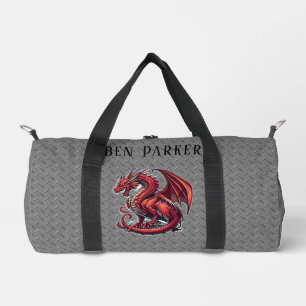 Sac De Sport Dragon Rouge Fierté Sur Plaque Diamant Métal Perso