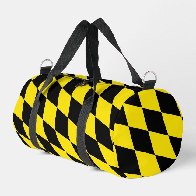Sac De Sport Drapeau diamant de Bavière noire et jaune Motif (Coin gauche)